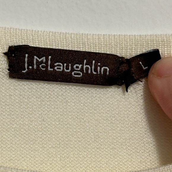 J. McLaughlin Cream Sweater with Button Sleeves - L - Picture 6 of 9